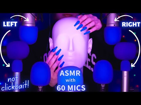 ASMR with 60 MICS!😮🎤 Different Mic Covers & Nails 💙 Mic Scratching , Massage & More | No Talking 4K