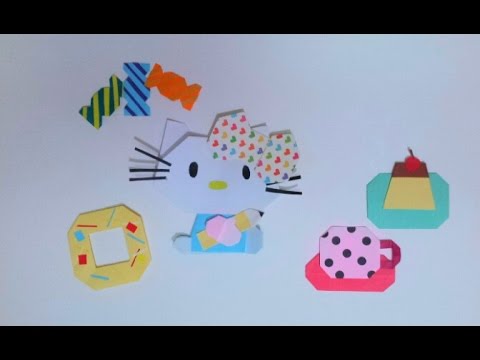 [asmr] origami hello kitty  연필 든 키티 종이접기3(몸통,손,연필)