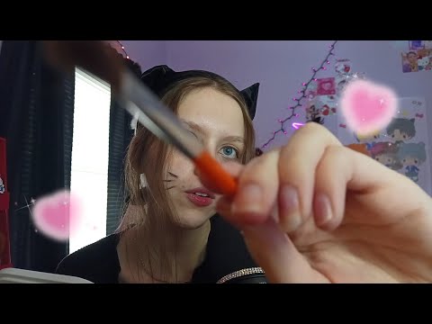 ASMR | painting your face for a halloween party! 🦇💗 (personal attention)