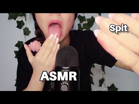 asmr ♡ Spit painting & mouth sounds 👄& Chewing gum , Satisfying | Fast & aggressive | No talking ♥️🌙