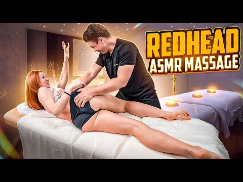 LOWER BACK MASSAGE FOR REDHEAD GIRL - MASSAGE GUN