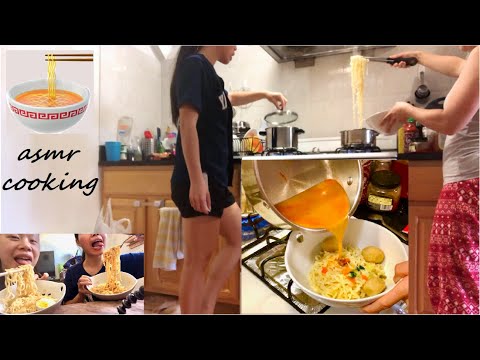 ASMR Cooking SPICY RAMEN NOODLES (Nongshim Shin Black + Samyang Hot Chicken) + EATING SOUNDS 🔥🍜😋