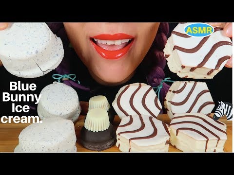 ASMR ZEBRA CAKE+BLUE BUNNY ICE CREAM EATING SOUND |지브라 케익+쿠키앤크림 아이스크림 리얼사운드 먹방|CURIE.ASMR