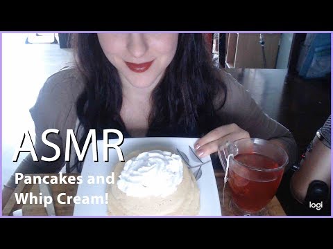 ASMR Pancake and whip cream breakfast! Sweet and delicous!