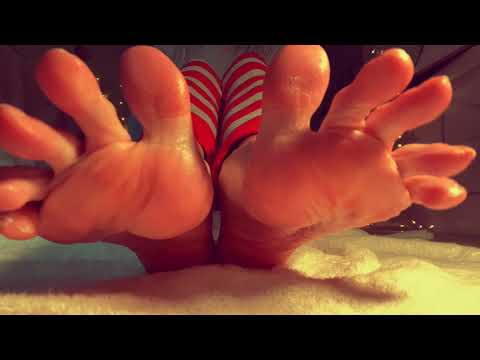ASMR foot lotion and scratching sounds