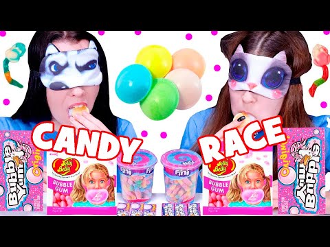 ASMR Candy Race with Closed Eyes Gummy Food