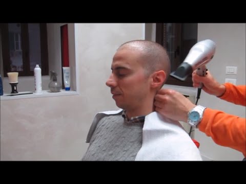 Italian barber relaxing washing and hair dryer sounds - ASMR video