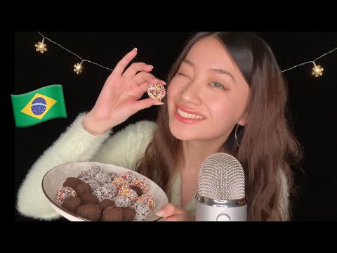 ASMR First Time Trying Brigadeiro (Brazilian Chocolate Truffles) Sticky Eating Sounds