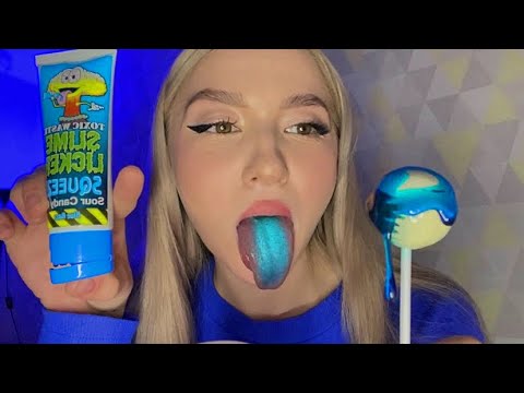 ASMR Licking big Lollipop | Licking & Eating liquid Sour candy | Sucking | Mouth sound