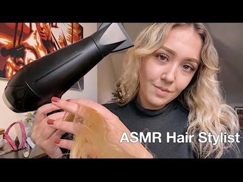 ASMR Hair Salon - Hair Stylist Roleplay (Brushing/Spraying/Blow Drying/Straightening/Updo)