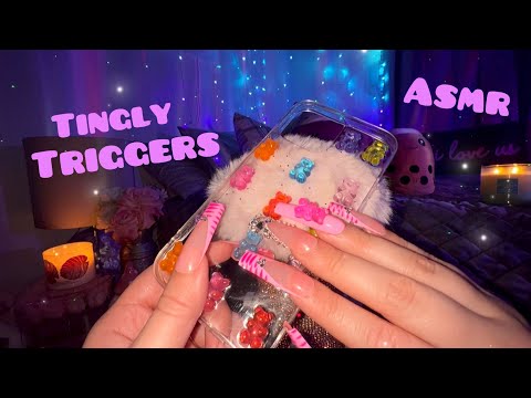 Asmr Tingly Mic Triggers with Long Nails 💜🦄