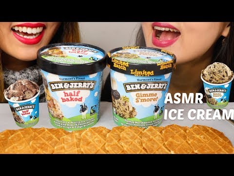 ASMR BEN&JERRY'S ICE CREAM + CRISPY BUTTER COOKIES 아이스크림 리얼사운드 먹방 アイスクリーム 冰淇淋 Kem cây | Kim&Liz ASMR