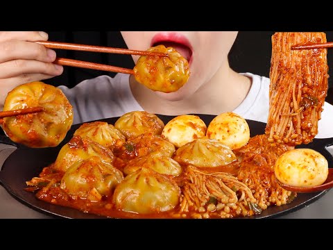 ASMR 마라만두, 팽이버섯, 반숙계란 먹방 | Spicy Mala Dumplings, Enoki Mushrooms, Soft Boiled Eggs | Eating Mukbang