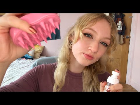 [ASMR] Relaxing hair wash and head massage 🚿🧼 ~ soft spoken, layered sounds