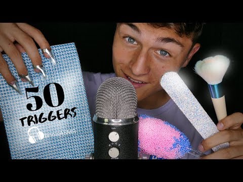 ASMR 50 Triggers In 50 Minutes (NO TALKING) Tapping, Crinkles, Scratching, Shaking (4K) 500k Special