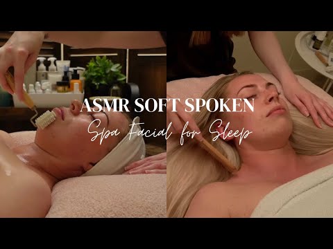 ASMR Spa facial for Relaxation and Sleep | Soft Spoken Video with Facial Roller and Ice Globes.
