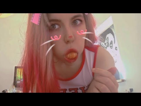 ASMR licking sucking different fruits deep in throat for lot tongue mouthsounds