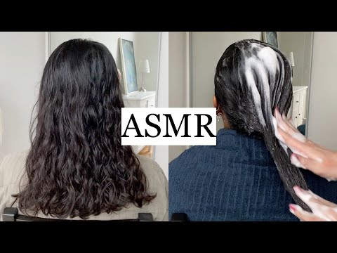 ASMR HAIR WASH & STYLING 🤍 (hair brushing, head massage, spraying, tapping, blow drying, no talking)
