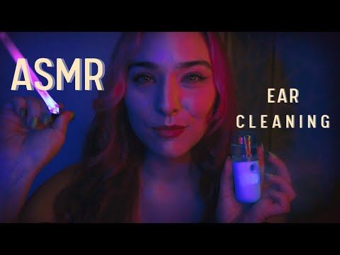 ASMR Ear Cleaning in the Dark 💙 UV Lights and Cozy Nighttime Vibes