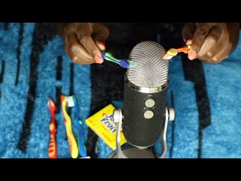 Tooth Brush Against Microphone ASMR Chewing Gum Ear Massaging