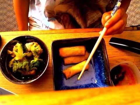 ASMR Eating Sounds: Spring rolls, broccoli, and tofu