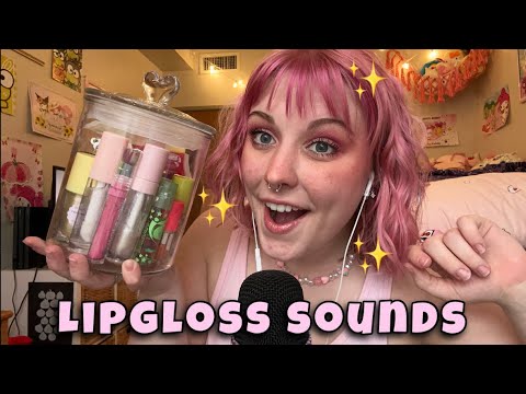 ASMR Lipgloss Pumping, Application, and Collection Tour! Sticky Mouth Sounds and Lipgloss Sounds ✨💗
