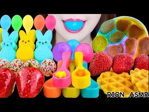【ASMR】S'MORES DIP,EDIBLE SPOON,CANDIED STRAWBERRY,FROZEN STRAWBERRY MUKBANG 먹방 EATING SOUNDS