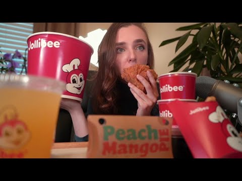 ASMR Mukbang- Jollibee (Crispy Chicken, Burger, Spaghetti, Pie)