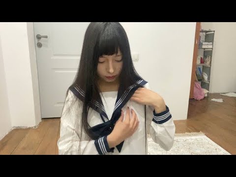ASMR Fabric sounds l scratching Japanese school uniform fabric l scratching/rubbing l
