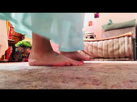 ASMR bare feet walking on creaky hardwood floors