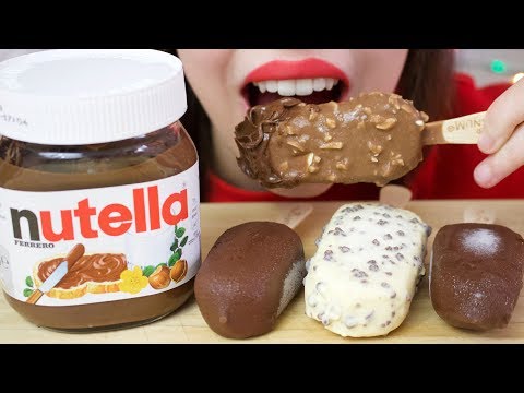 ASMR MAGNUM Ice Cream Dipped In NUTELLA (Frozen Chocolate Eating Sounds) No Talking