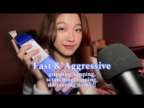 ASMR Fast & Aggressive Gripping, Tapping, & Scratching Objects 🤚🏼 Destroying/Ripping Boxes 📦