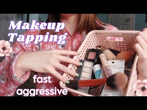 FAST AND AGGRESSIVE TAPPING ON MAKEUP PRODUCTS ASMR 💄💥