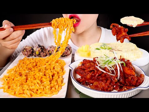 ASMR 크림진짬뽕, 무뼈닭발 먹방 | Creamy Jjampong Noodles and Spicy Chicken Feet | Eating Sounds Mukbang