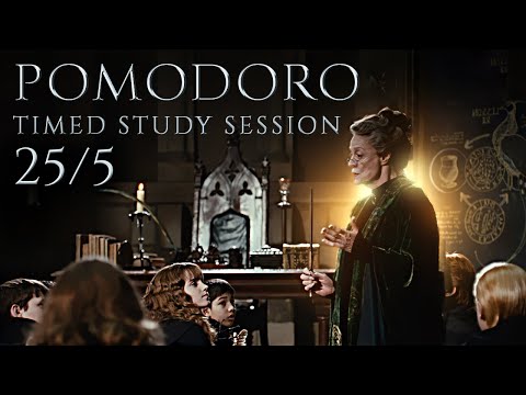 📚 Study Session with Mcgonagall | Pomodoro 25/5 Timer Harry Potter inspired Ambience for Study 📚