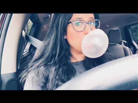 Rocking you to sleep 😴 ASMR Blowing Bubblegum Bubbles in my car!!