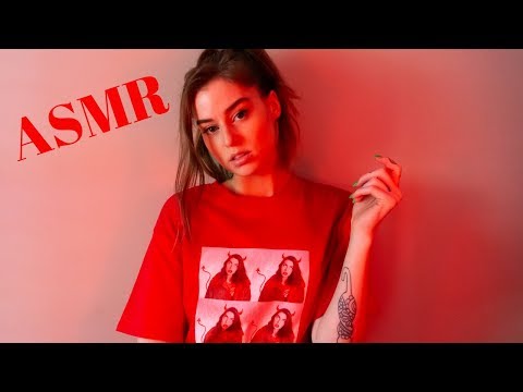 A RED themed ASMR video hair cutting air tracing tapping fire candles