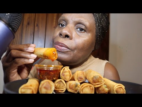 Spring Rolls With Hot Oil ASMR Eating Sounds