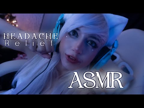 ASMR, Cat  Girl gives head massage for your headache, rubbing mic