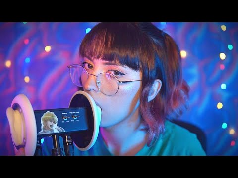 ASMR slow ear licking & breathing with delay - no talking