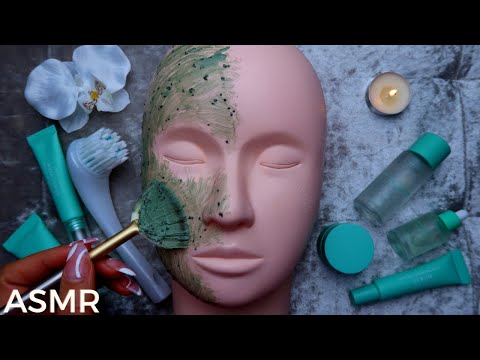 ASMR Dreamy Spa Facial On Mannequin| Delicate Skincare, Soft Whispers, Soothing Sounds..