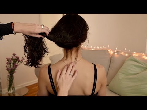 ASMR | Baby Hairs, Wood Comb Hair Play, Back Scratch, Spoolie On Skin ✨ (Whisper, Real Person ASMR)