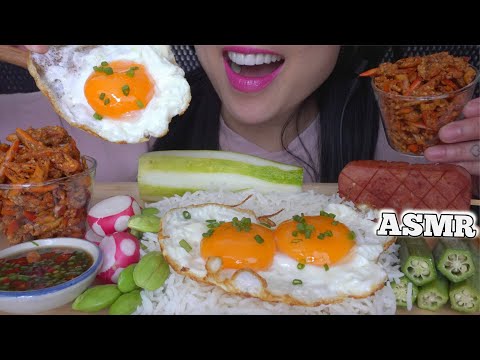 ASMR *SIMPLY DELICIOUS FRIED SPAM EGG + FRIED CHILI (EATING SOUNDS) LIGHT WHISPERS | SAS-SMR