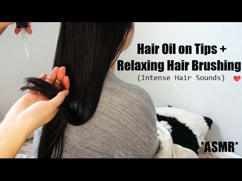 ASMR HAIR BRUSHING - INTENSE HAIR SOUNDS + OIL TREATMENT ON HAIR TIPS!! (O_O)