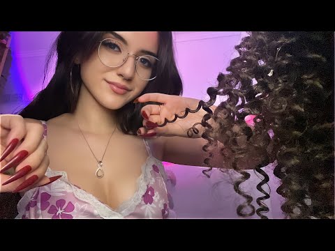 The Girl At The Sleepover Party Checks Your Curly Hair For Split Ends - ASMR Personal Attention