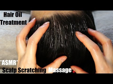 ASMR HAIR OIL TREATMENT + SCALP SCRATCHING HEAD MASSAGE (SUPER RELAXING, NO TALKING)!! (-__-)