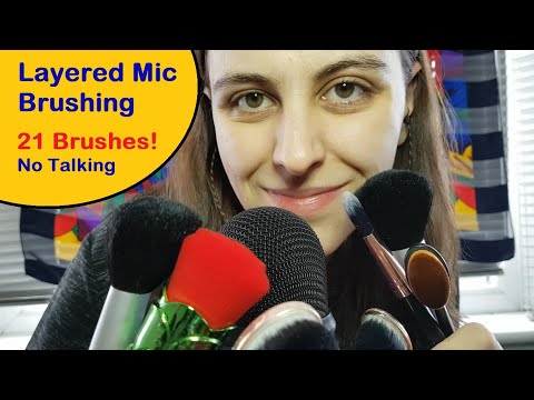 ASMR Layered Intense Mic Brushing Soundscape | 21 Different Brushes | No Talking (After Intro)