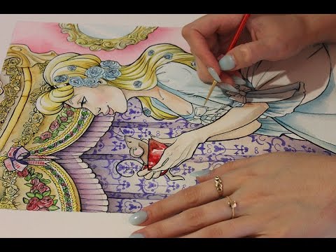 Inking Cinderella Watercolour (ASMR soft spoken and painting sounds)