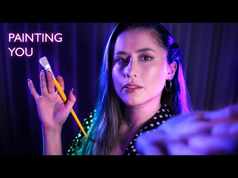 ASMR PAINTING YOUR FACE ✨ inaudible whisper, mouth sounds, camera brushing
