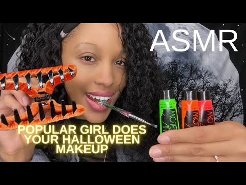 ASMR POPULAR GIRL DOES YOUR HALLOWEEN MAKEUP IN CLASS 🎨 Personal Attention (looped)